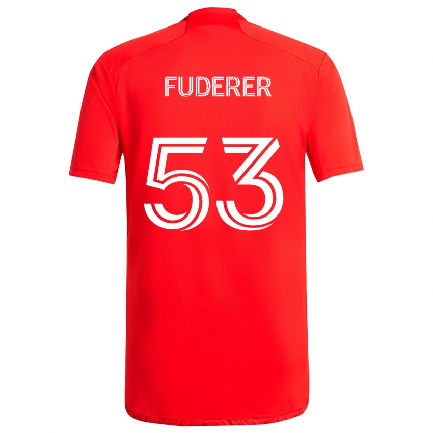 Heren Jake Fuderer #53 Rood Wit Thuisshirt Thuistenue 2024/25 T-Shirt België