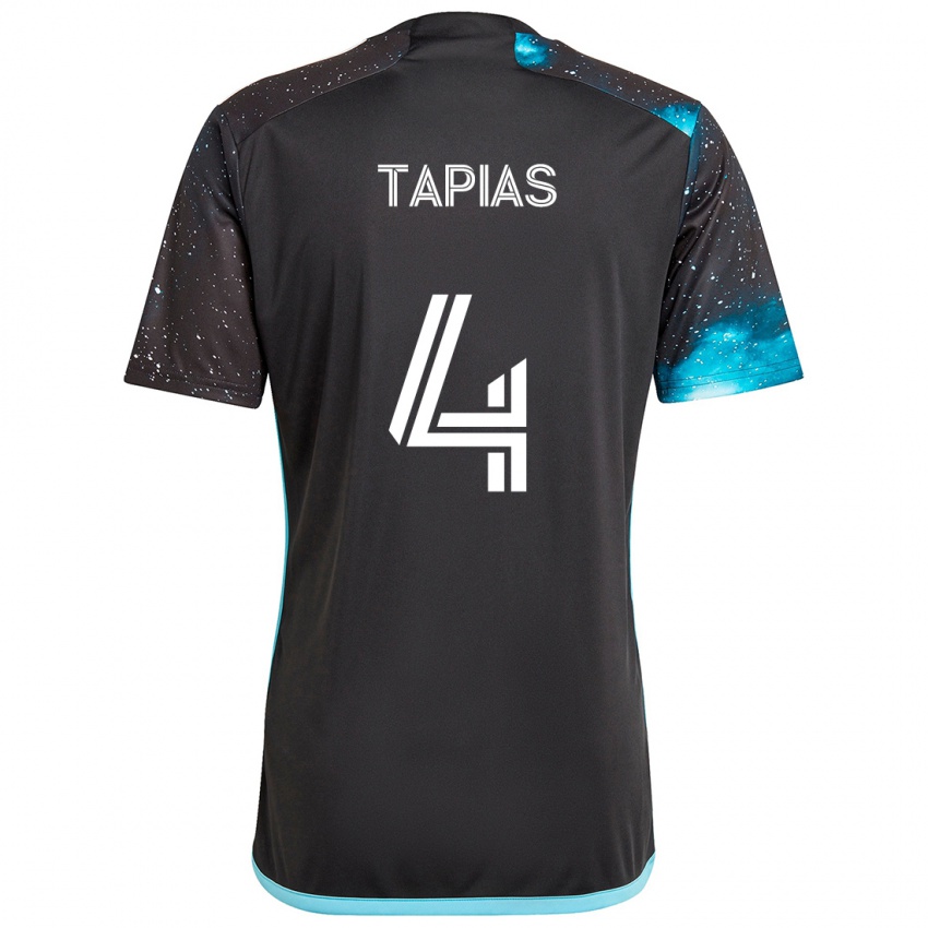 Heren Miguel Tapias #4 Zwart Blauw Thuisshirt Thuistenue 2024/25 T-Shirt België