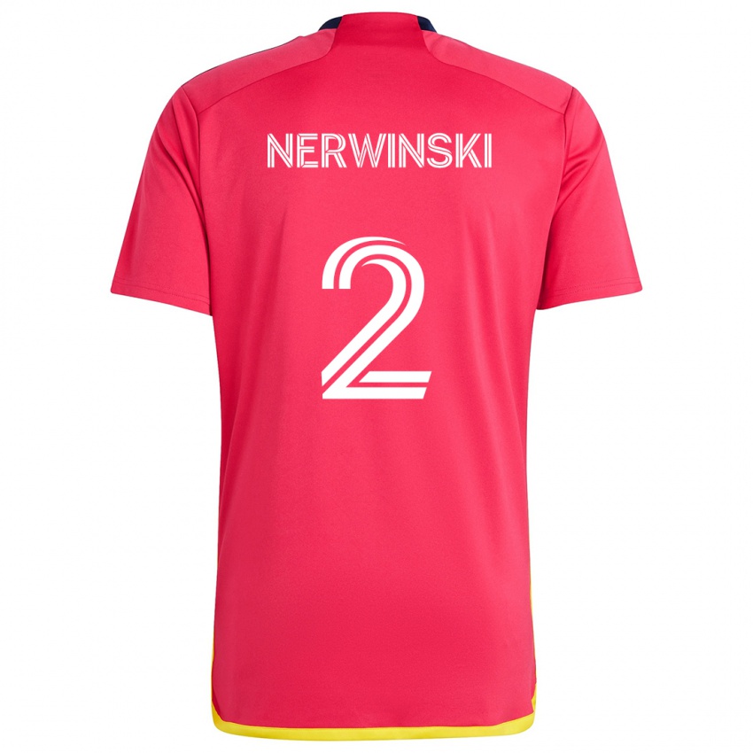 Herren Jake Nerwinski #2 Rot Blau Heimtrikot Trikot 2024/25 T-Shirt Belgien