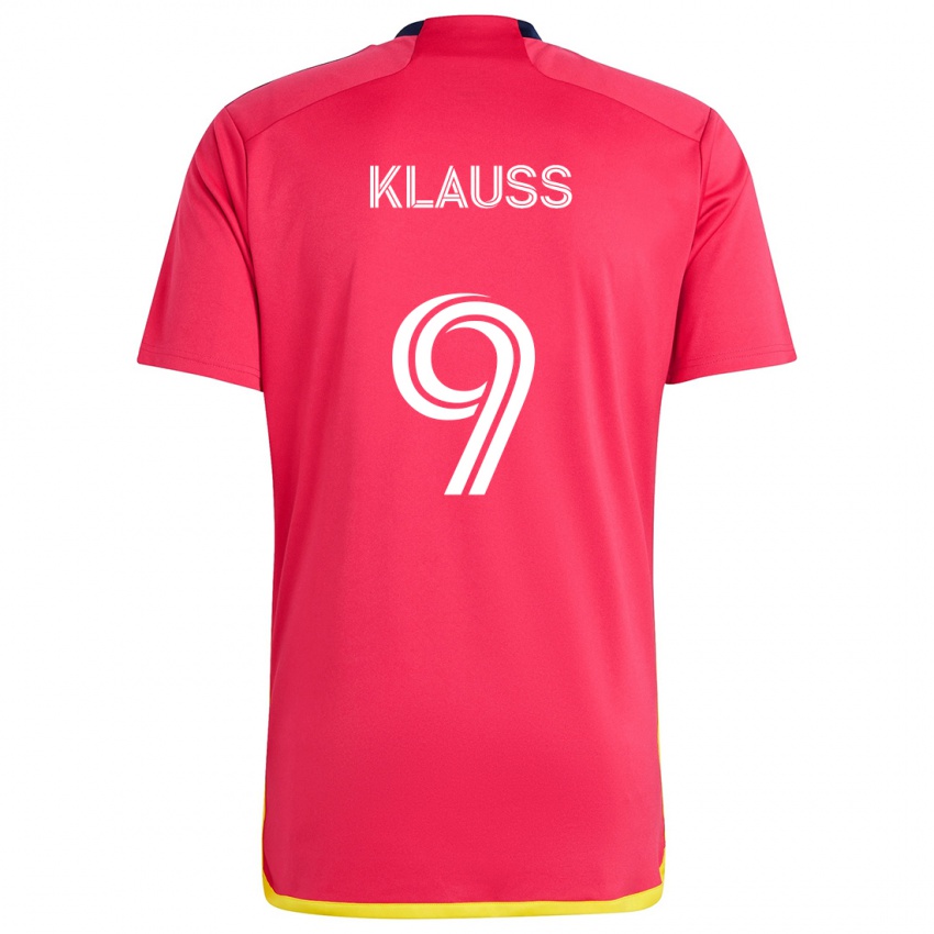 Heren João Klauss #9 Rood Blauw Thuisshirt Thuistenue 2024/25 T-Shirt België