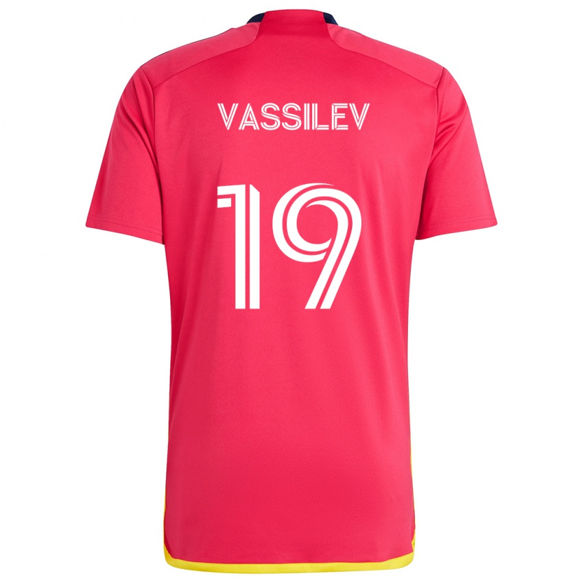 Heren Indiana Vassilev #19 Rood Blauw Thuisshirt Thuistenue 2024/25 T-Shirt België