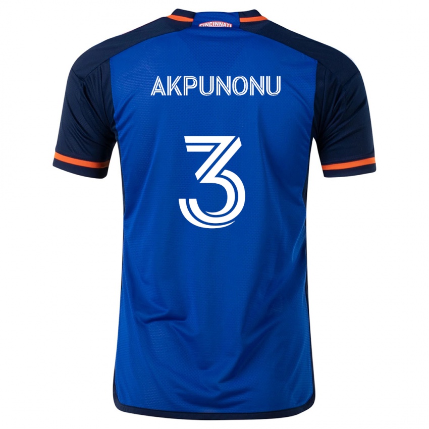 Heren Joey Akpunonu #3 Blauw Wit Thuisshirt Thuistenue 2024/25 T-Shirt België