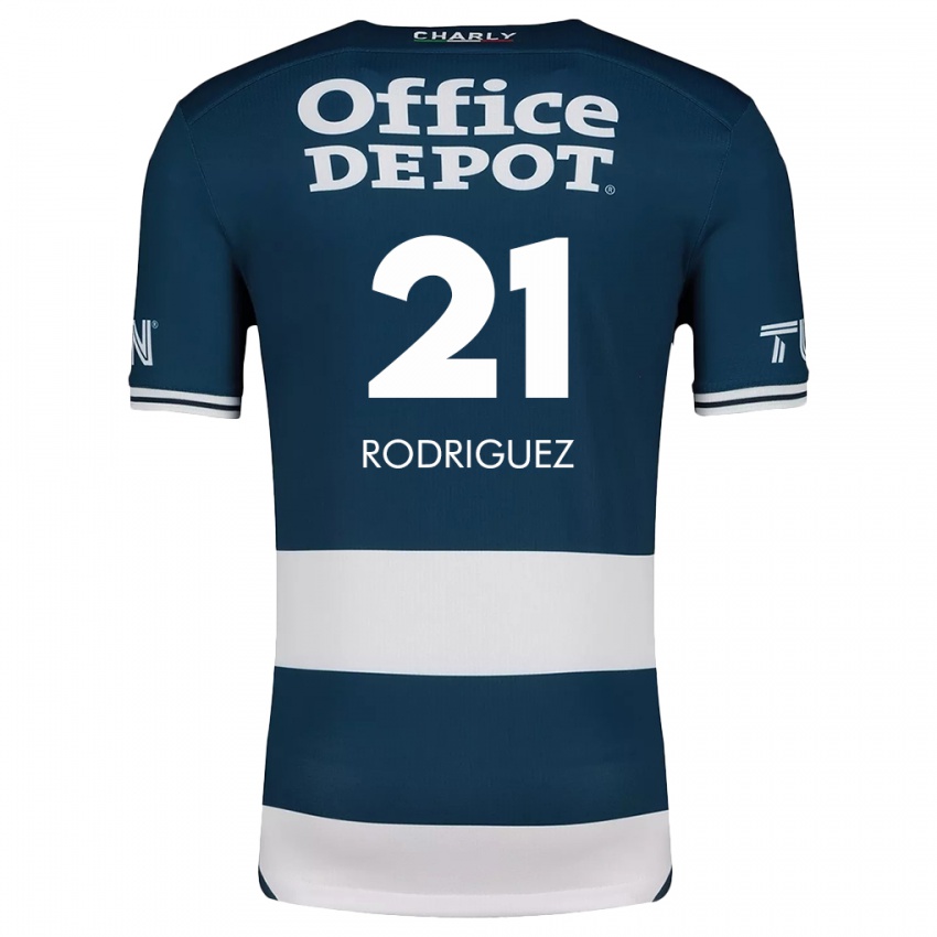 Homme Maillot Valentín Rodríguez #21 Bleu Blanc Tenues Domicile 2024/25 T-Shirt Belgique