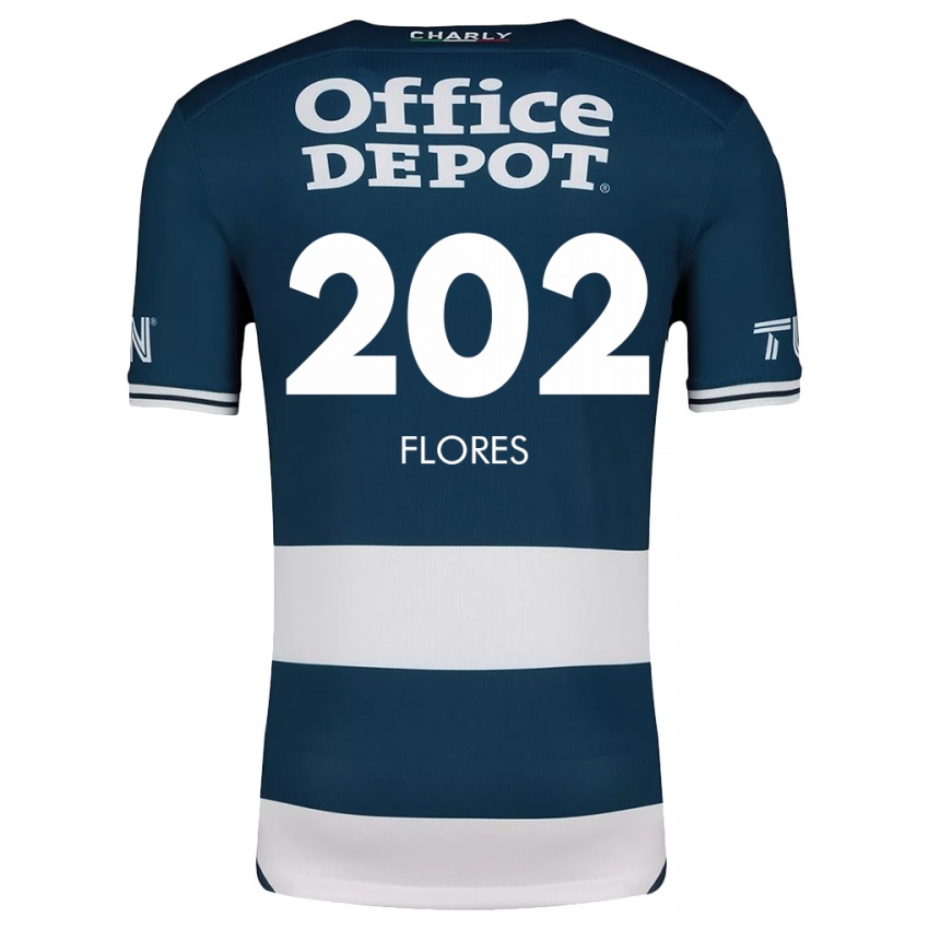 Homme Maillot Luis Flores #202 Bleu Blanc Tenues Domicile 2024/25 T-Shirt Belgique