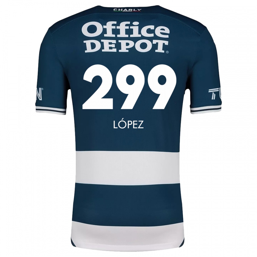 Homme Maillot Santiago López #299 Bleu Blanc Tenues Domicile 2024/25 T-Shirt Belgique