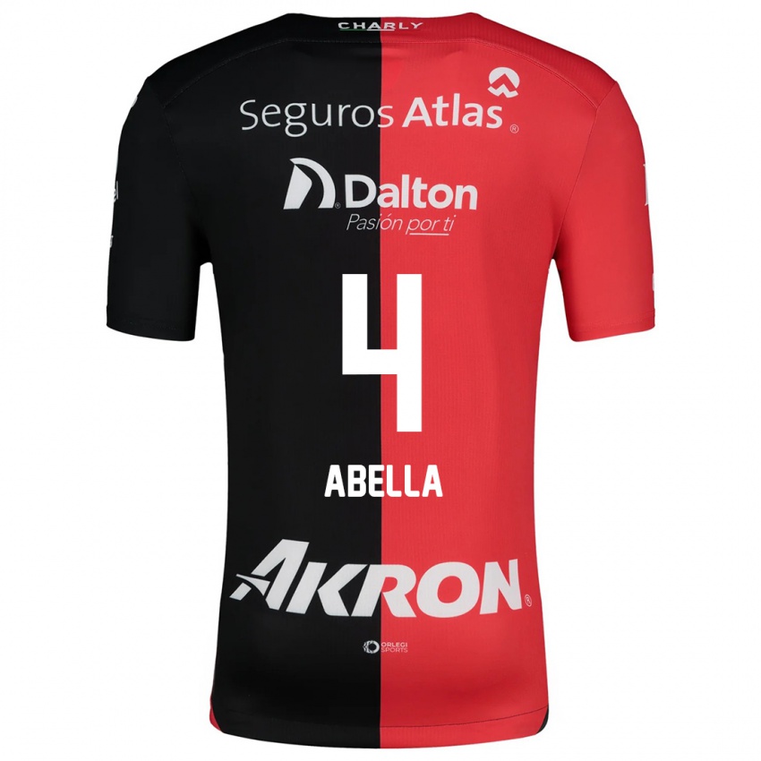 Heren José Abella #4 Rood Zwart Thuisshirt Thuistenue 2024/25 T-Shirt België