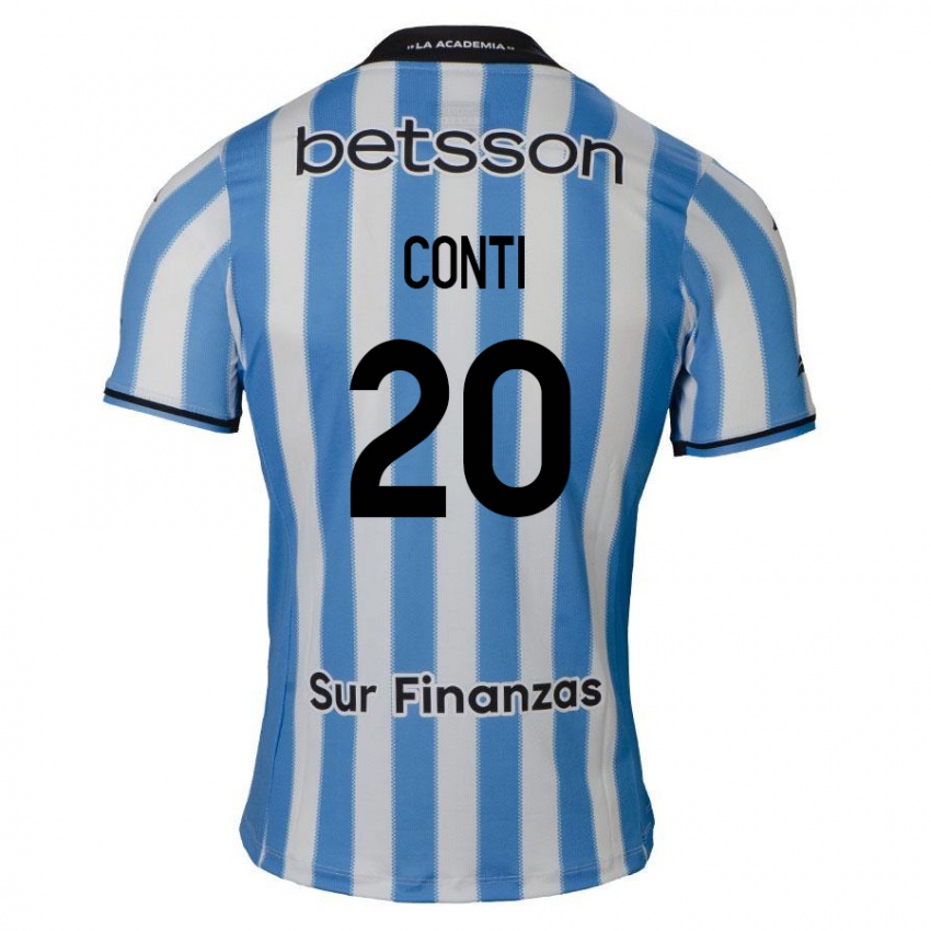 Homme Maillot Germán Conti #20 Bleu Blanc Noir Tenues Domicile 2024/25 T-Shirt Belgique