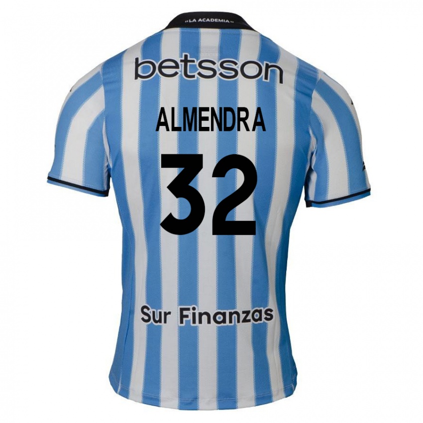 Homme Maillot Agustin Almendra #32 Bleu Blanc Noir Tenues Domicile 2024/25 T-Shirt Belgique