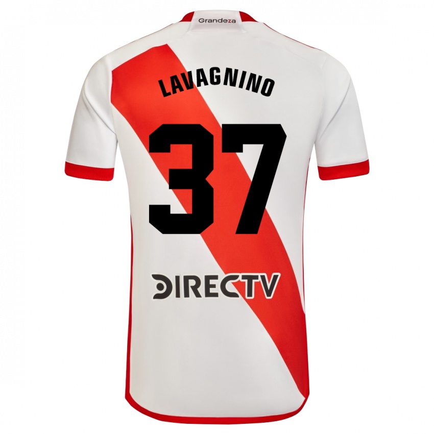 Homme Maillot Lucas Lavagnino #37 Blanc Rouge Tenues Domicile 2024/25 T-Shirt Belgique