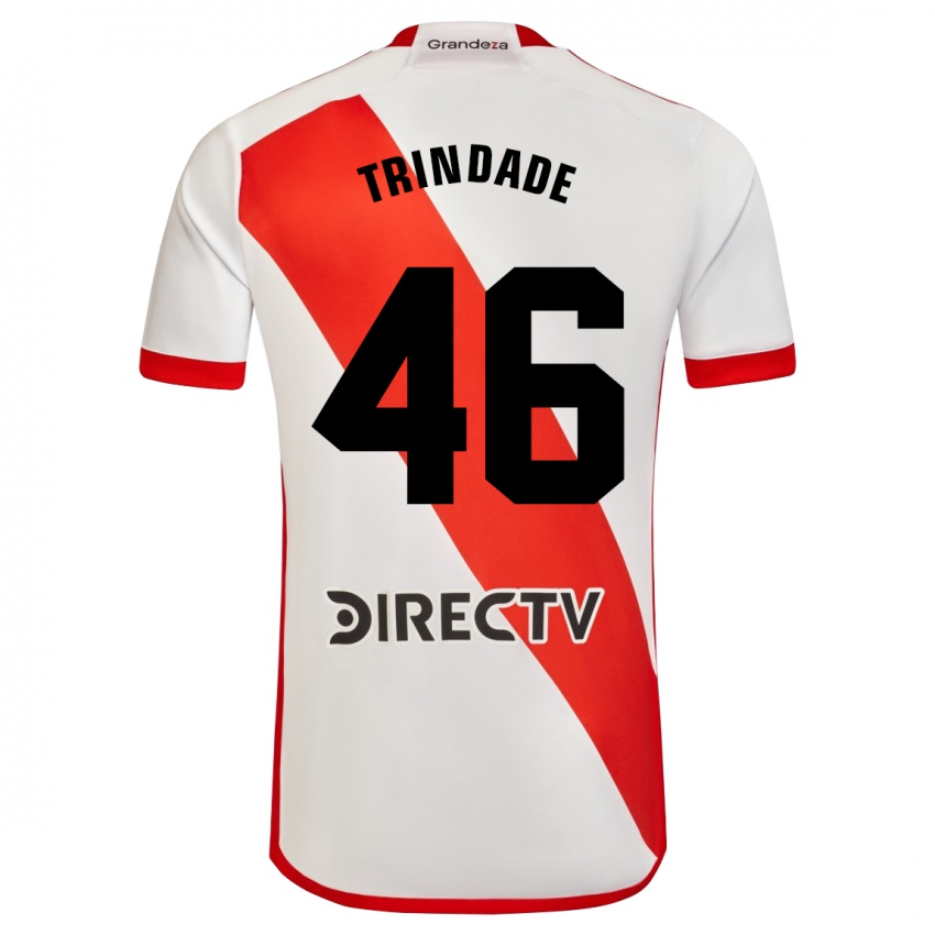 Homme Maillot Gonzalo Trindade #46 Blanc Rouge Tenues Domicile 2024/25 T-Shirt Belgique