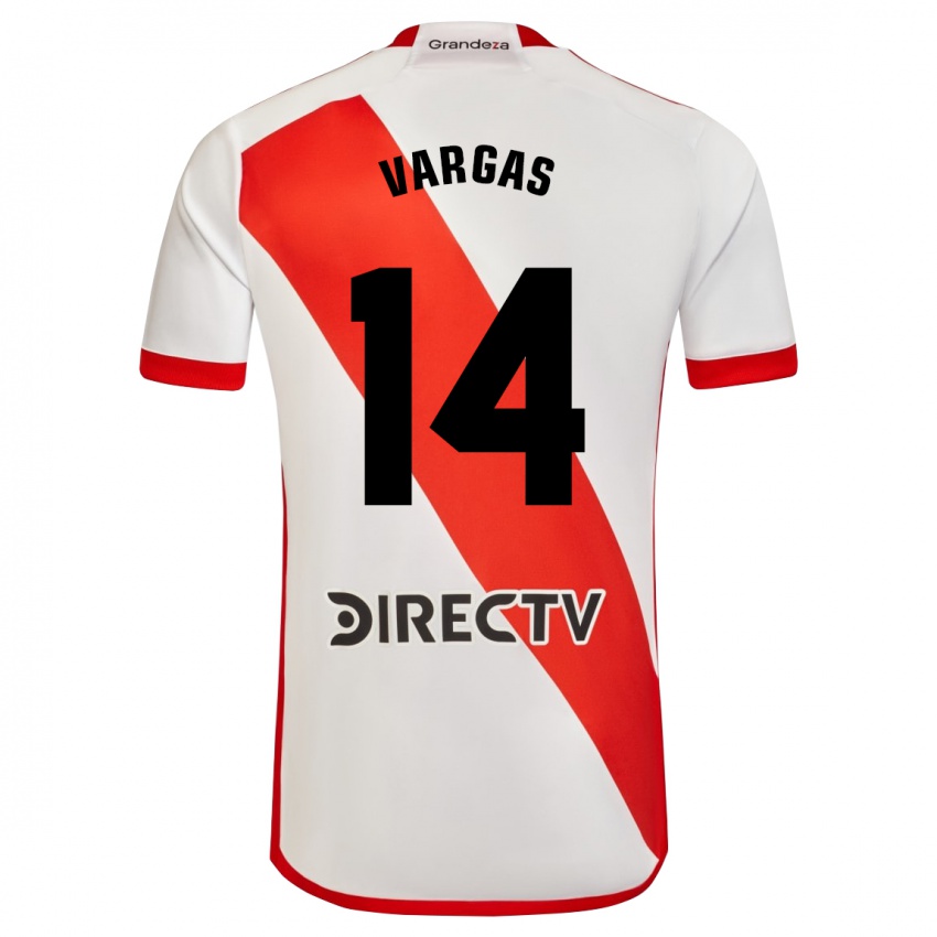 Homme Maillot Agustina Vargas #14 Blanc Rouge Tenues Domicile 2024/25 T-Shirt Belgique