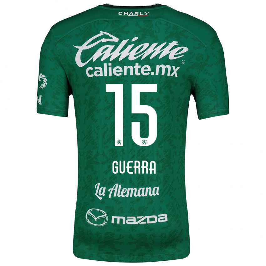 Homme Maillot Edgar Guerra #15 Vert Blanc Tenues Domicile 2024/25 T-Shirt Belgique