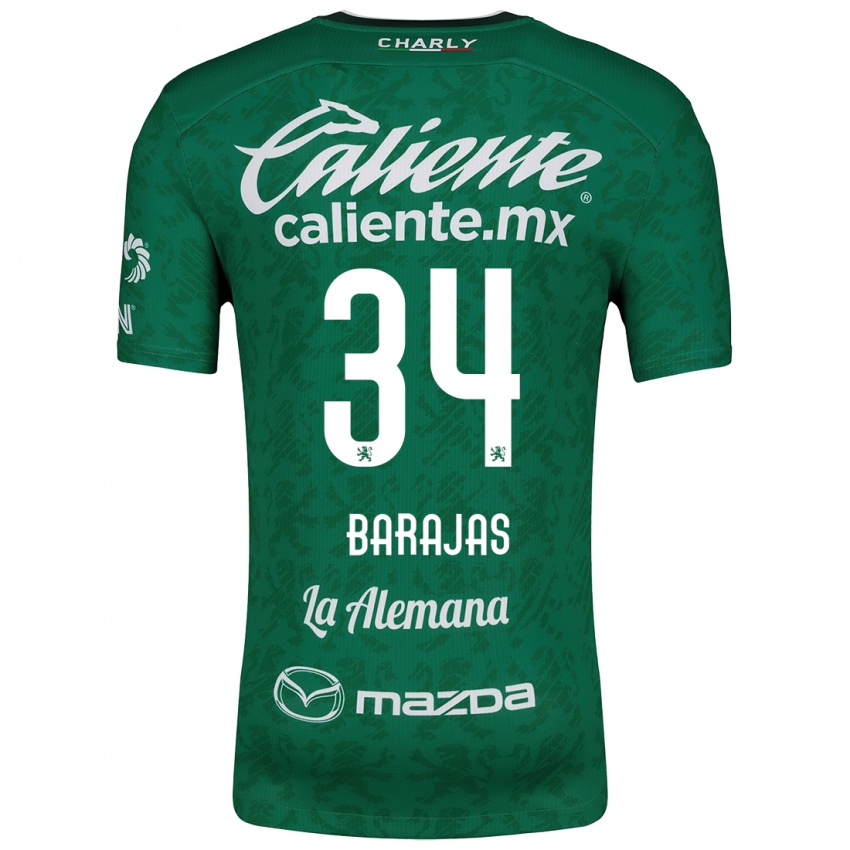 Homme Maillot Víctor Barajas #34 Vert Blanc Tenues Domicile 2024/25 T-Shirt Belgique