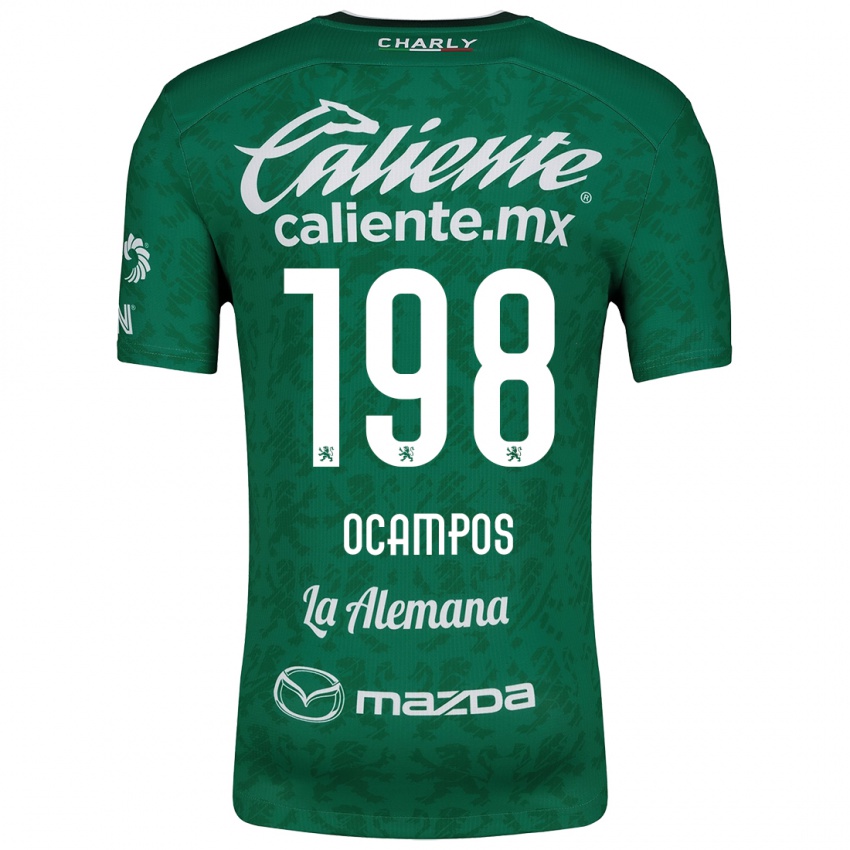 Homme Maillot Omar Ocampos #198 Vert Blanc Tenues Domicile 2024/25 T-Shirt Belgique