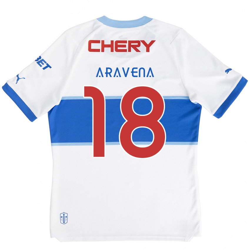 Heren Alexander Aravena #18 Wit Blauw Thuisshirt Thuistenue 2024/25 T-Shirt België