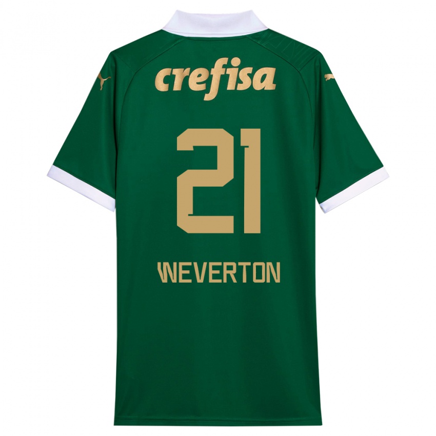 Homme Maillot Weverton #21 Vert Blanc Tenues Domicile 2024/25 T-Shirt Belgique