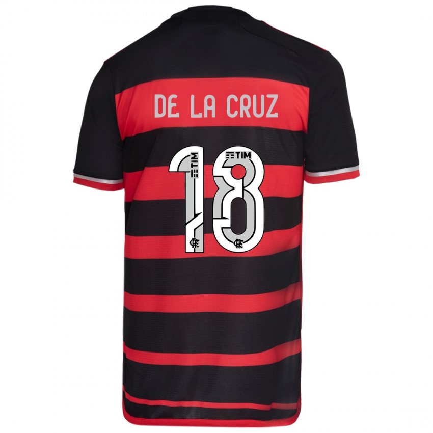 Herren Nicolas De La Cruz #18 Rot Schwarz Heimtrikot Trikot 2024/25 T-Shirt Belgien