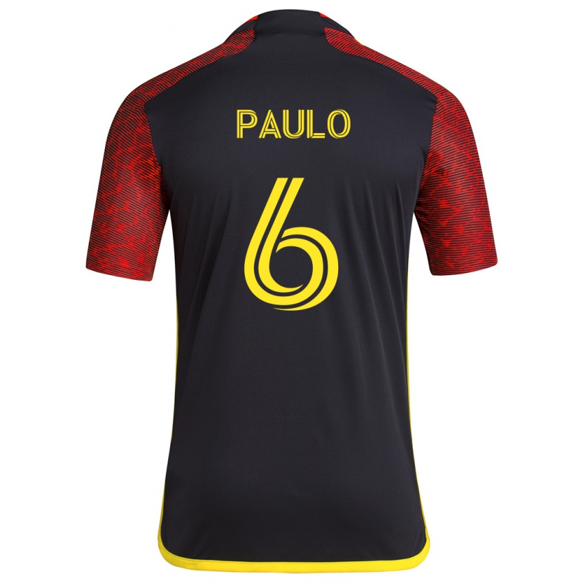 Heren João Paulo #6 Rood Zwart Uitshirt Uittenue 2024/25 T-Shirt België