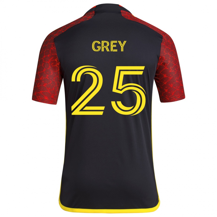 Heren Mireya Grey #25 Rood Zwart Uitshirt Uittenue 2024/25 T-Shirt België