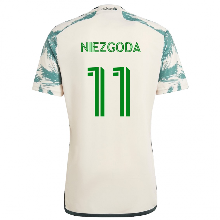 Heren Jaroslaw Niezgoda #11 Beigebruin Uitshirt Uittenue 2024/25 T-Shirt België