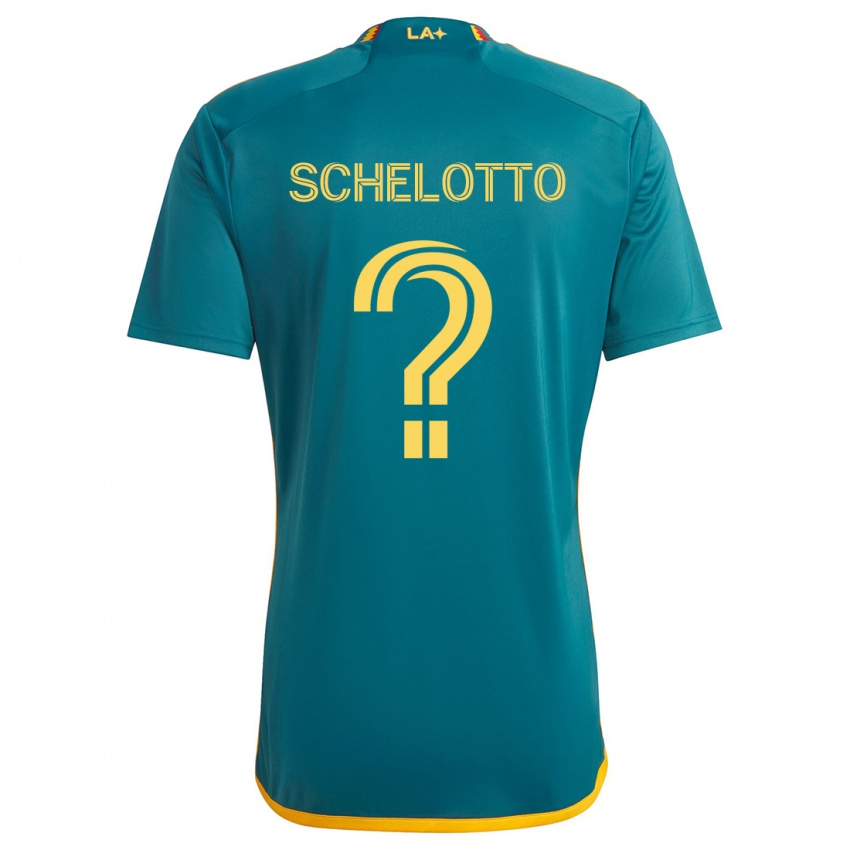 Heren Nicolas Barros Schelotto #0 Groen Geel Uitshirt Uittenue 2024/25 T-Shirt België