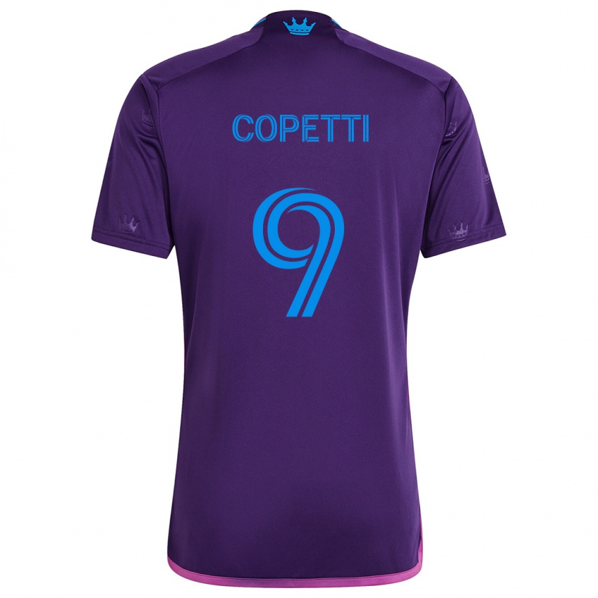 Heren Enzo Copetti #9 Paarsblauw Uitshirt Uittenue 2024/25 T-Shirt België