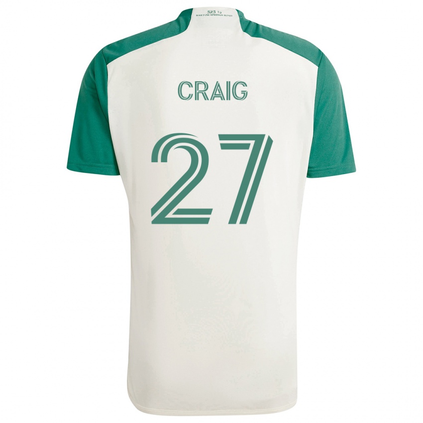 Heren Brandan Craig #27 Bruine Kleuren Groen Uitshirt Uittenue 2024/25 T-Shirt België