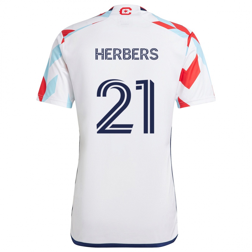 Heren Fabian Herbers #21 Wit Rood Blauw Uitshirt Uittenue 2024/25 T-Shirt België