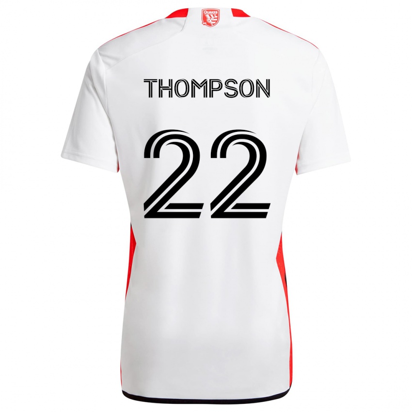 Homme Maillot Tommy Thompson #22 Blanc Rouge Tenues Extérieur 2024/25 T-Shirt Belgique