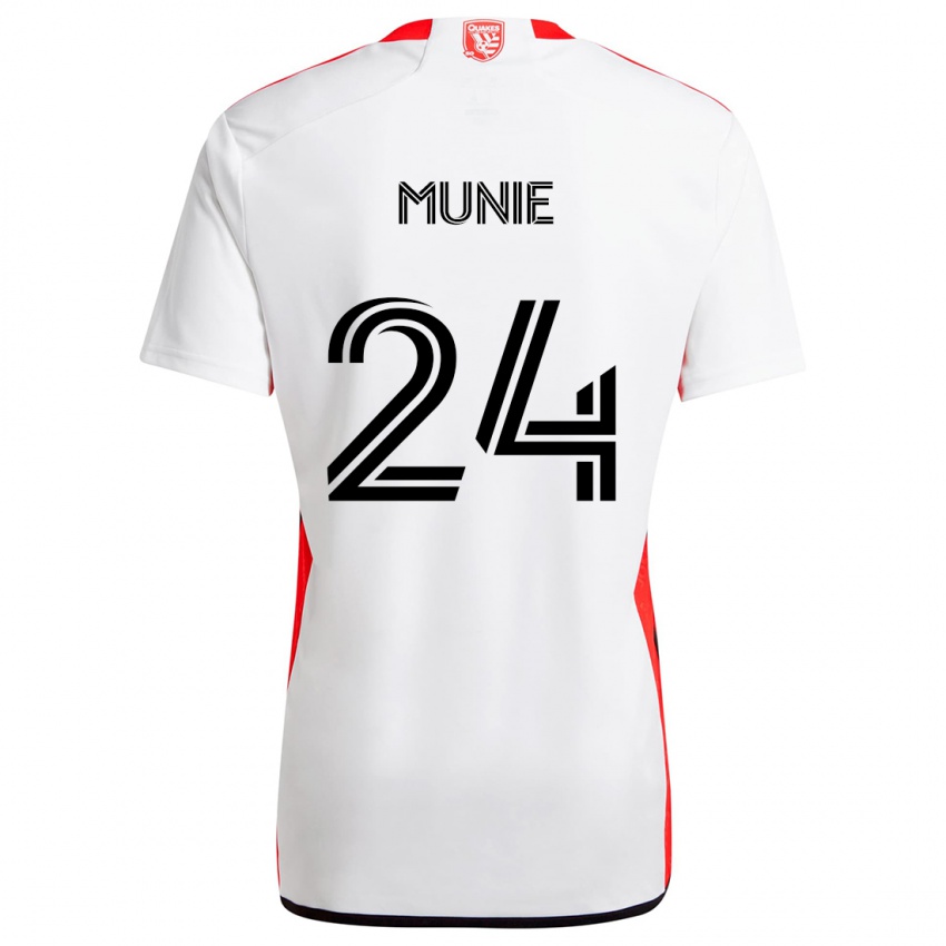 Homme Maillot Daniel Munie #24 Blanc Rouge Tenues Extérieur 2024/25 T-Shirt Belgique