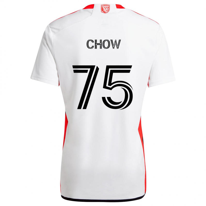 Heren Alex Chow #75 Wit Rood Uitshirt Uittenue 2024/25 T-Shirt België