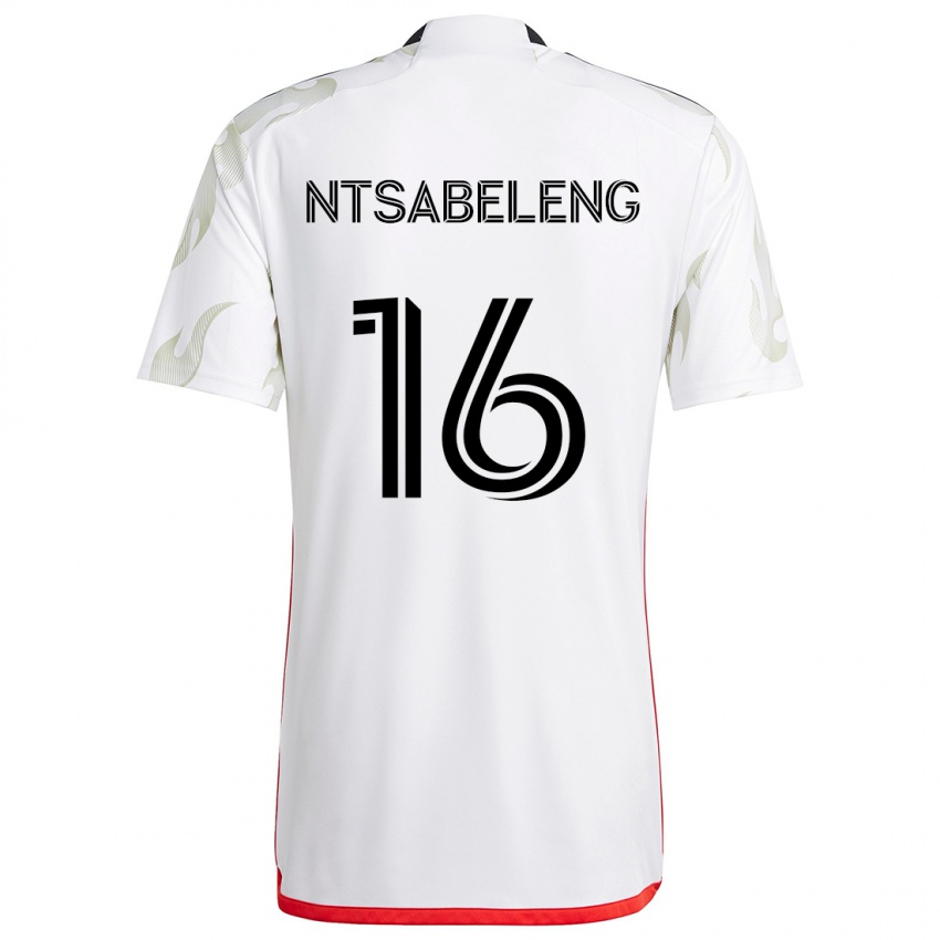 Heren Tsiki Ntsabeleng #16 Wit Rood Zwart Uitshirt Uittenue 2024/25 T-Shirt België