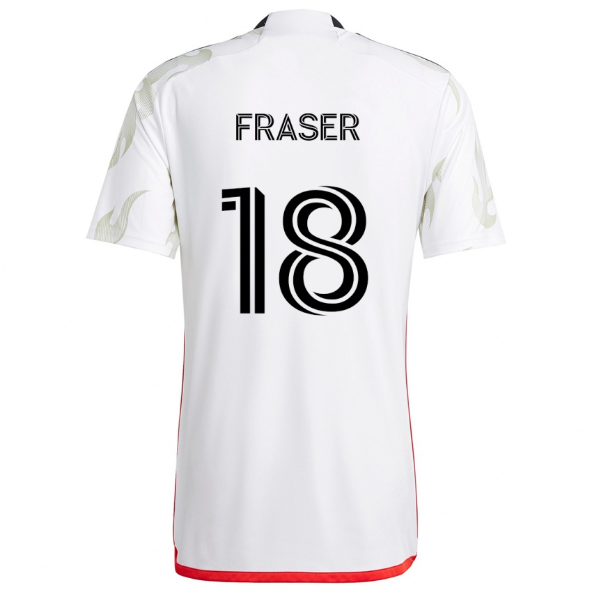 Heren Liam Fraser #18 Wit Rood Zwart Uitshirt Uittenue 2024/25 T-Shirt België