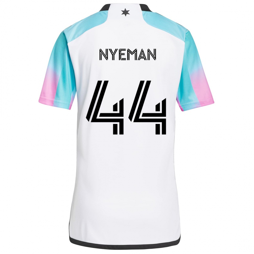 Heren Moses Nyeman #44 Wit Blauw Zwart Uitshirt Uittenue 2024/25 T-Shirt België