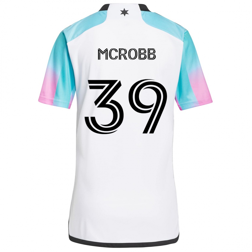 Heren Finn Mcrobb #39 Wit Blauw Zwart Uitshirt Uittenue 2024/25 T-Shirt België