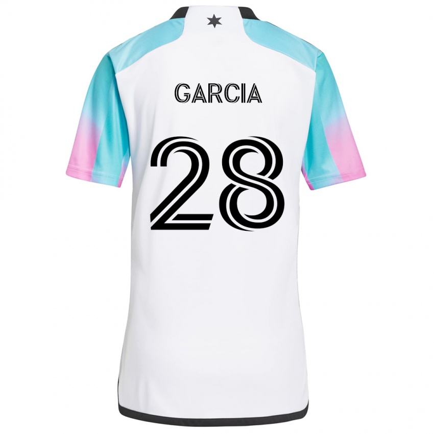 Heren Mender García #28 Wit Blauw Zwart Uitshirt Uittenue 2024/25 T-Shirt België