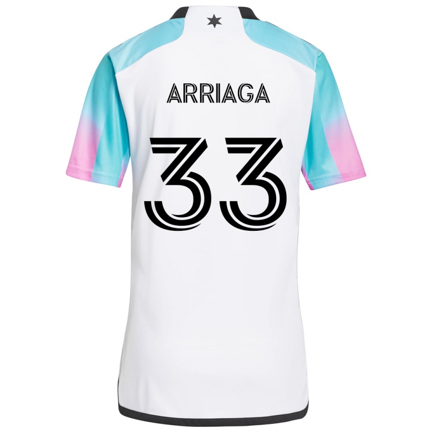 Heren Kervin Arriaga #33 Wit Blauw Zwart Uitshirt Uittenue 2024/25 T-Shirt België