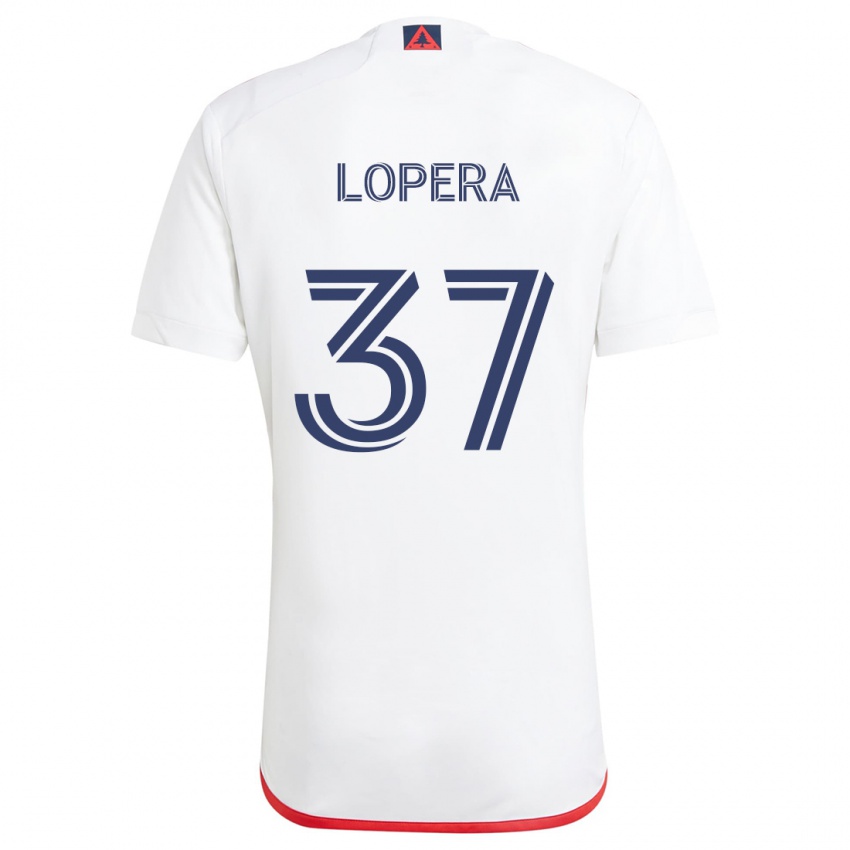 Heren Steban Lopera #37 Wit Rood Uitshirt Uittenue 2024/25 T-Shirt België