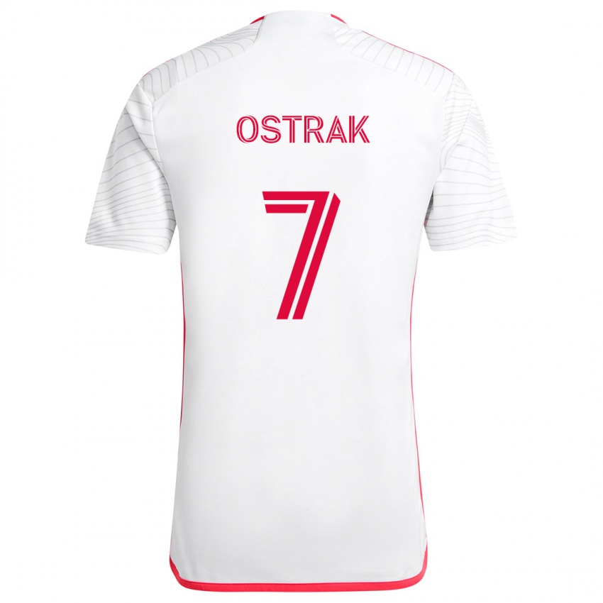 Herren Tomás Ostrák #7 Weiß Rot Auswärtstrikot Trikot 2024/25 T-Shirt Belgien