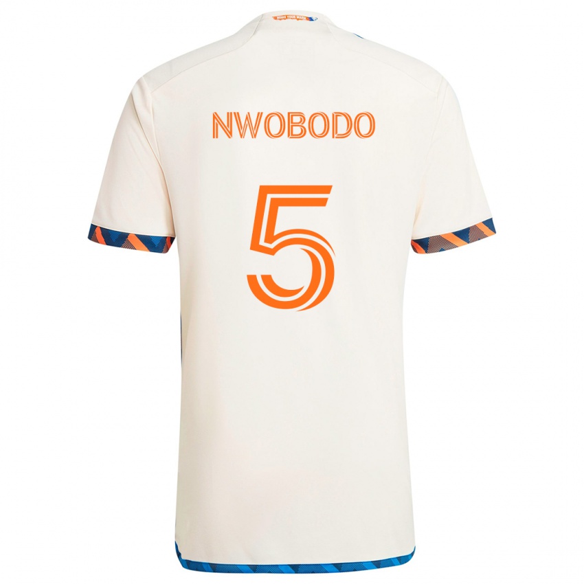 Homme Maillot Obinna Nwobodo #5 Blanc Orange Tenues Extérieur 2024/25 T-Shirt Belgique