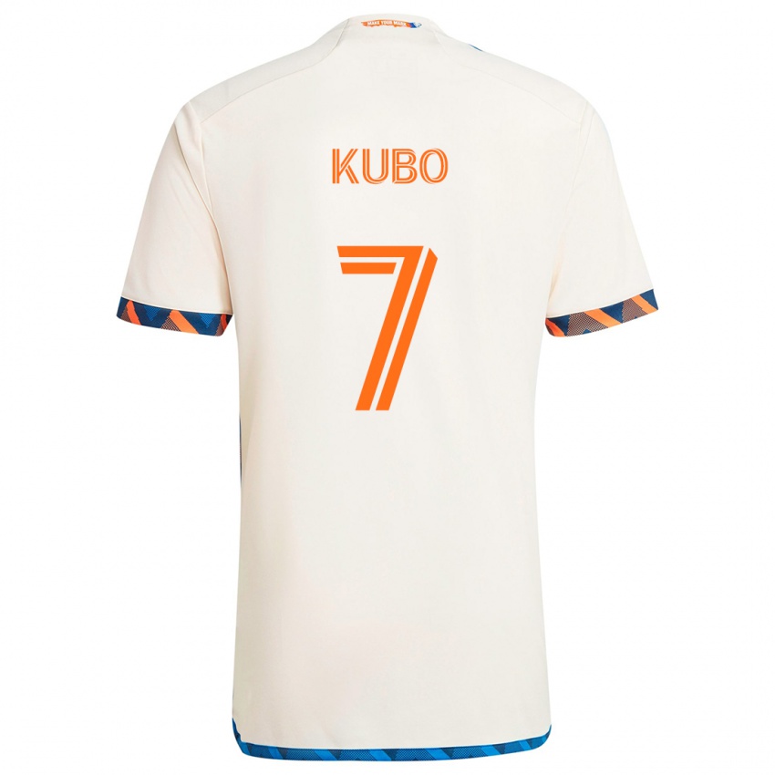 Heren Yuya Kubo #7 Wit Oranje Uitshirt Uittenue 2024/25 T-Shirt België