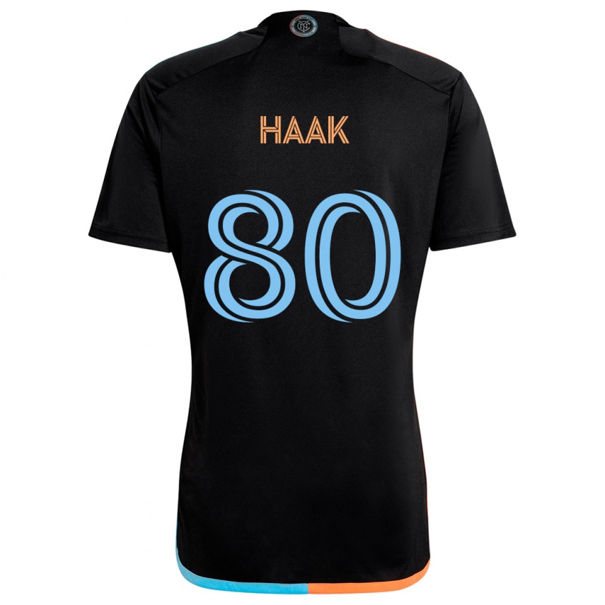 Heren Justin Haak #80 Zwart Oranje Blauw Uitshirt Uittenue 2024/25 T-Shirt België