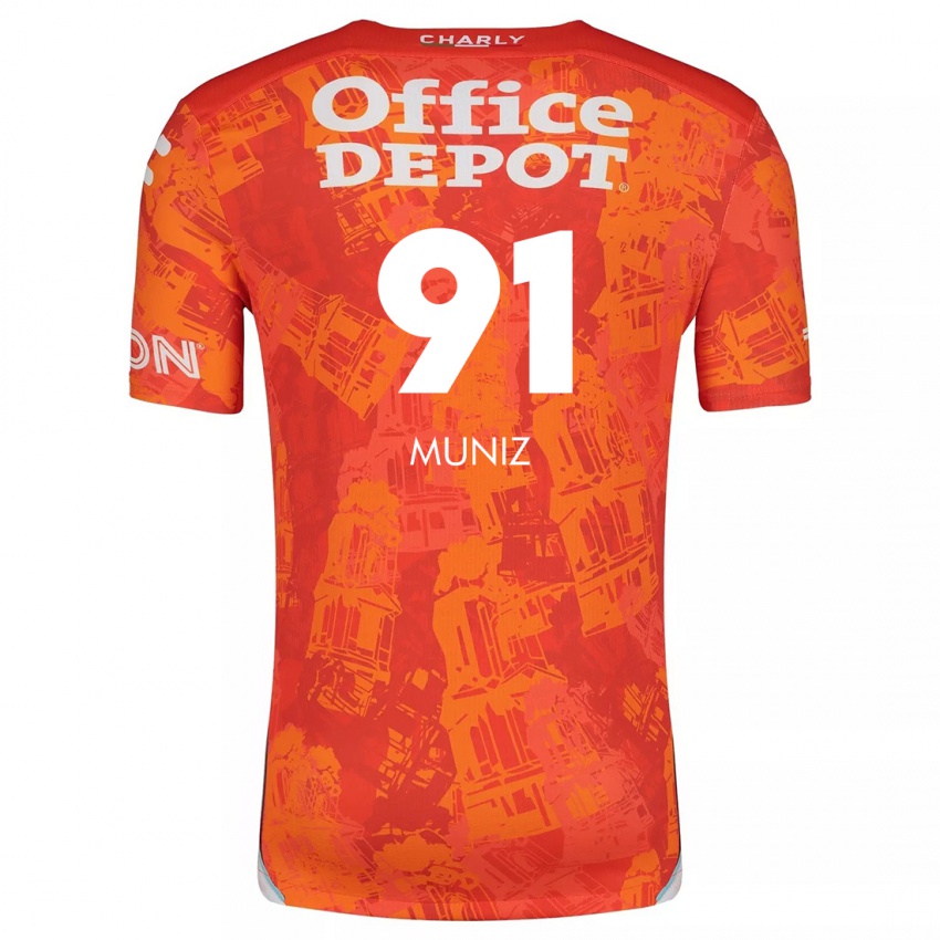 Homme Maillot Brandon Muñiz #91 Orange White Tenues Extérieur 2024/25 T-Shirt Belgique