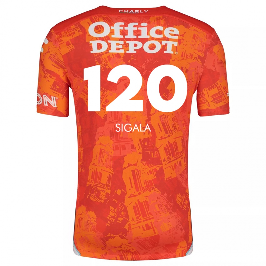 Herren Juan Sigala #120 Orange Weiß Auswärtstrikot Trikot 2024/25 T-Shirt Belgien