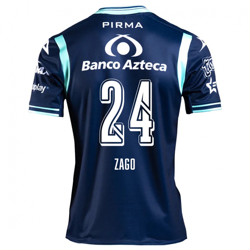 Heren Diego Zago #24 Marineblauw Uitshirt Uittenue 2024/25 T-Shirt België