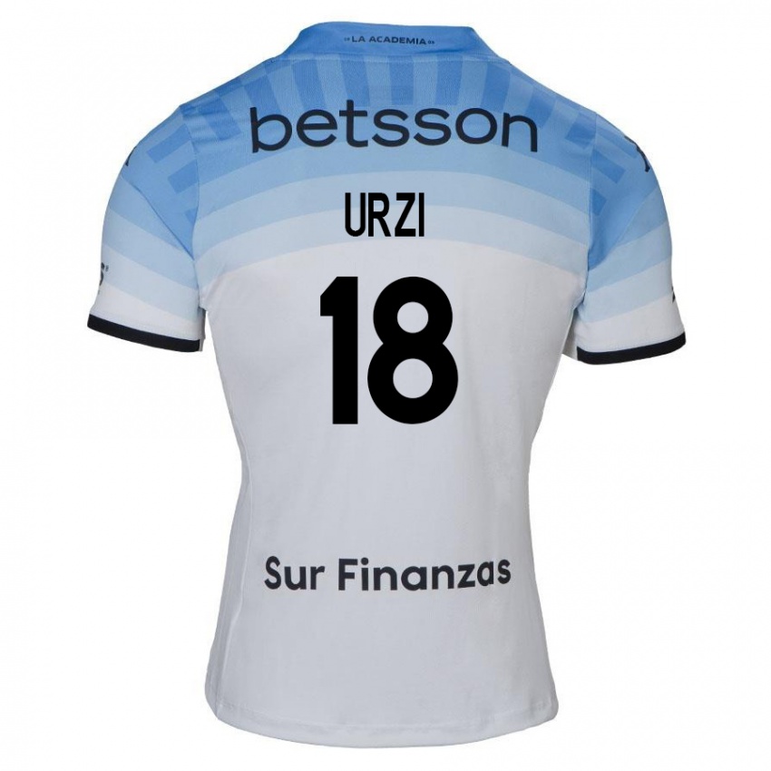 Homme Maillot Agustín Urzi #18 Blanc Bleu Noir Tenues Extérieur 2024/25 T-Shirt Belgique