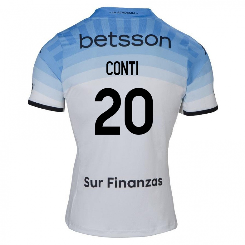 Homme Maillot Germán Conti #20 Blanc Bleu Noir Tenues Extérieur 2024/25 T-Shirt Belgique