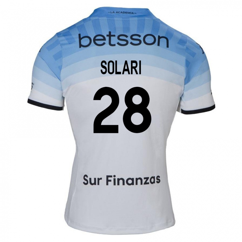 Homme Maillot Santiago Solari #28 Blanc Bleu Noir Tenues Extérieur 2024/25 T-Shirt Belgique