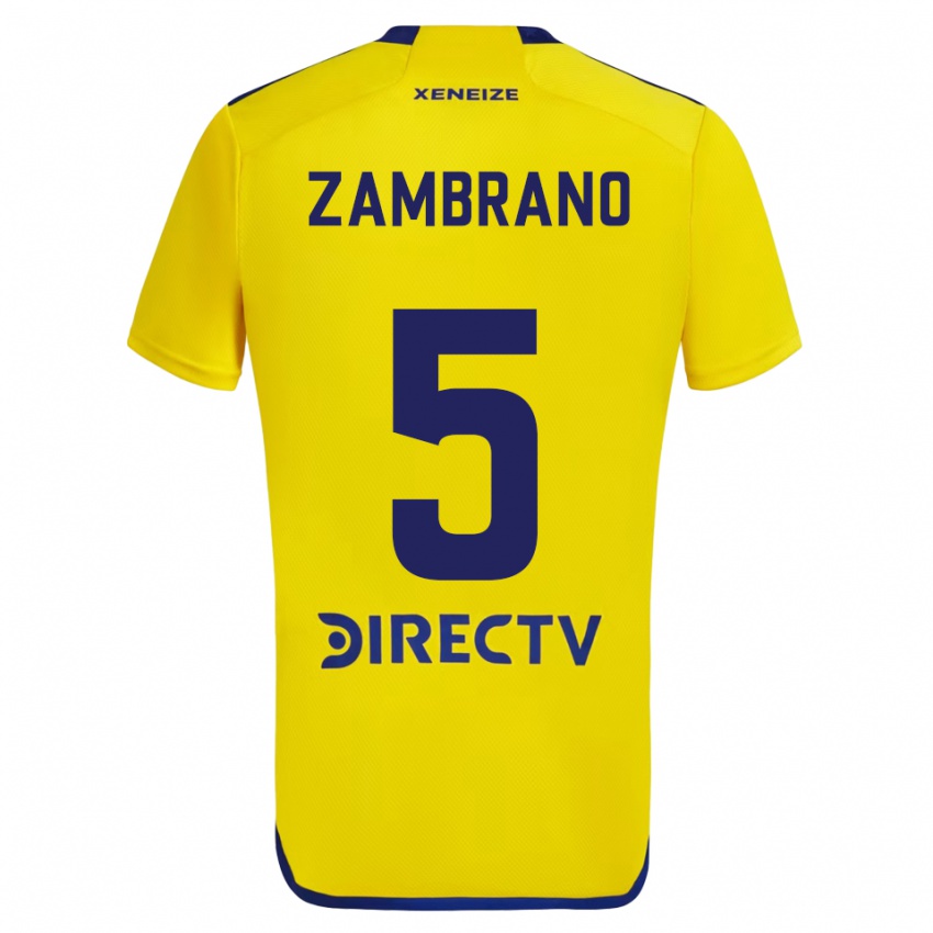 Homme Maillot Carlos Zambrano #5 Jaune Bleu Tenues Extérieur 2024/25 T-Shirt Belgique