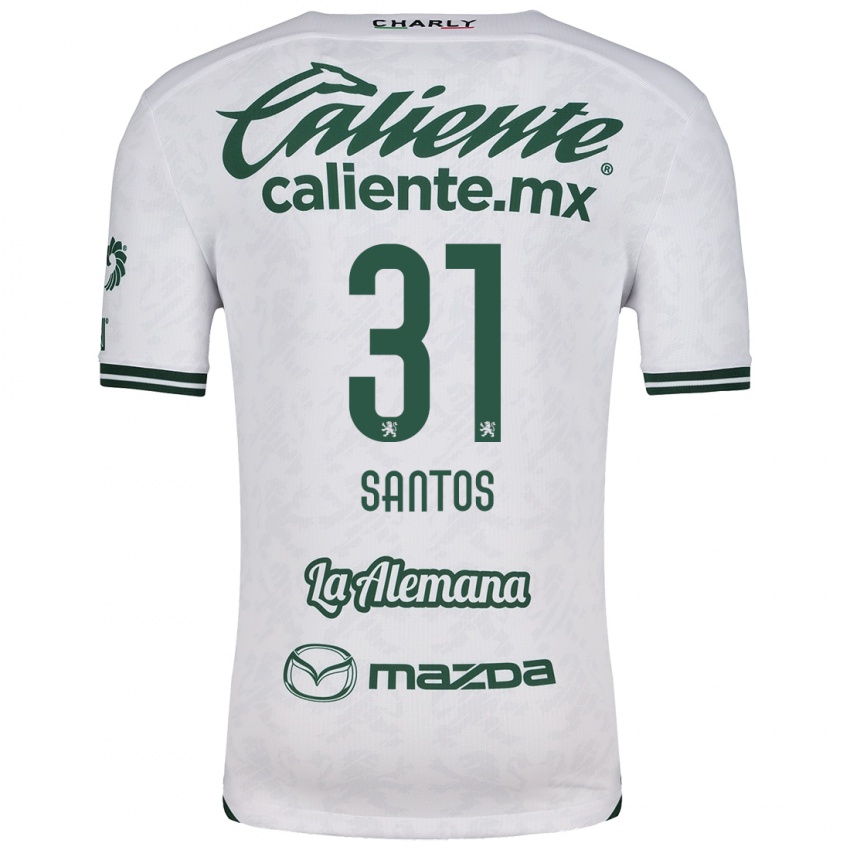 Homme Maillot Sebastián Santos #31 Blanc Vert Tenues Extérieur 2024/25 T-Shirt Belgique